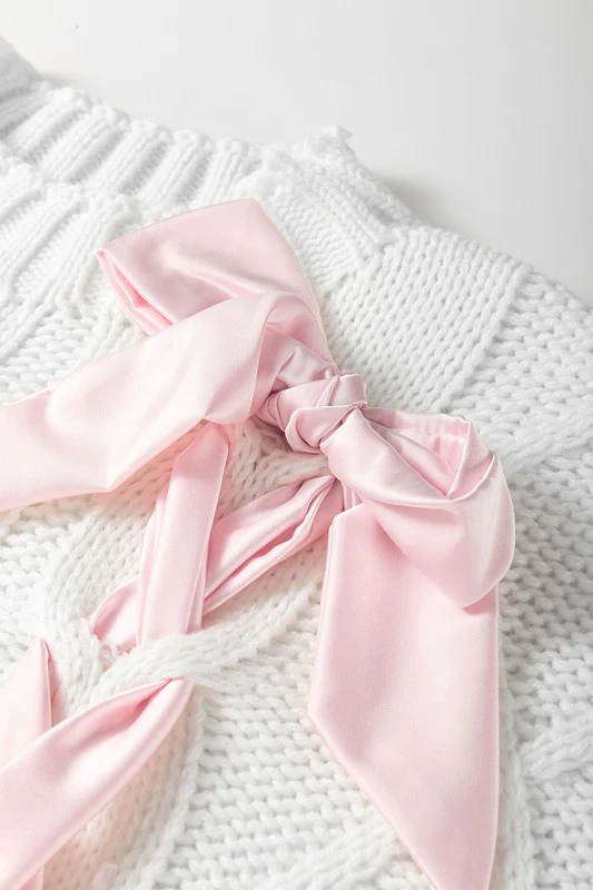 Cable Knit Satin Bowknot SPRING Sweater - Image 27