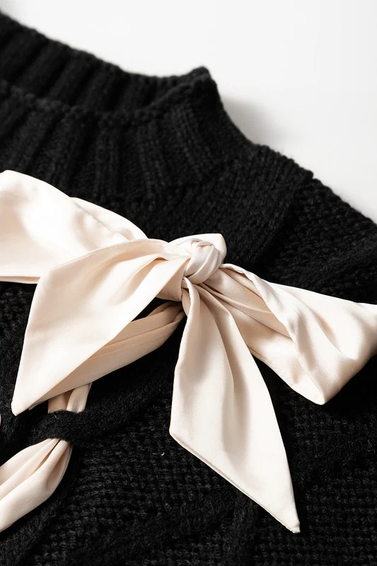 Cable Knit Satin Bowknot SPRING Sweater - Image 31