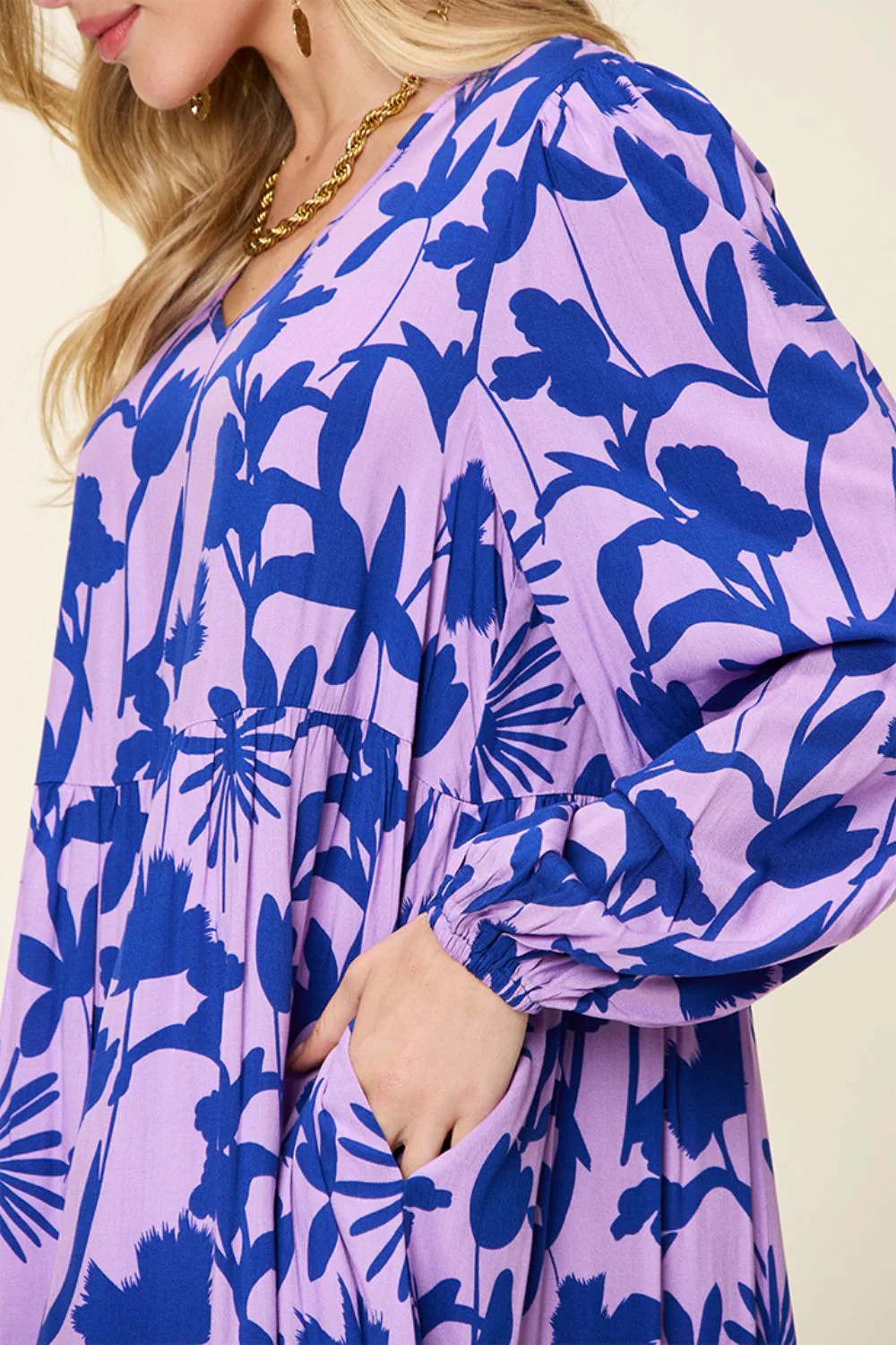 Printed Ruffle Hem Dress with Pocket - Image 6