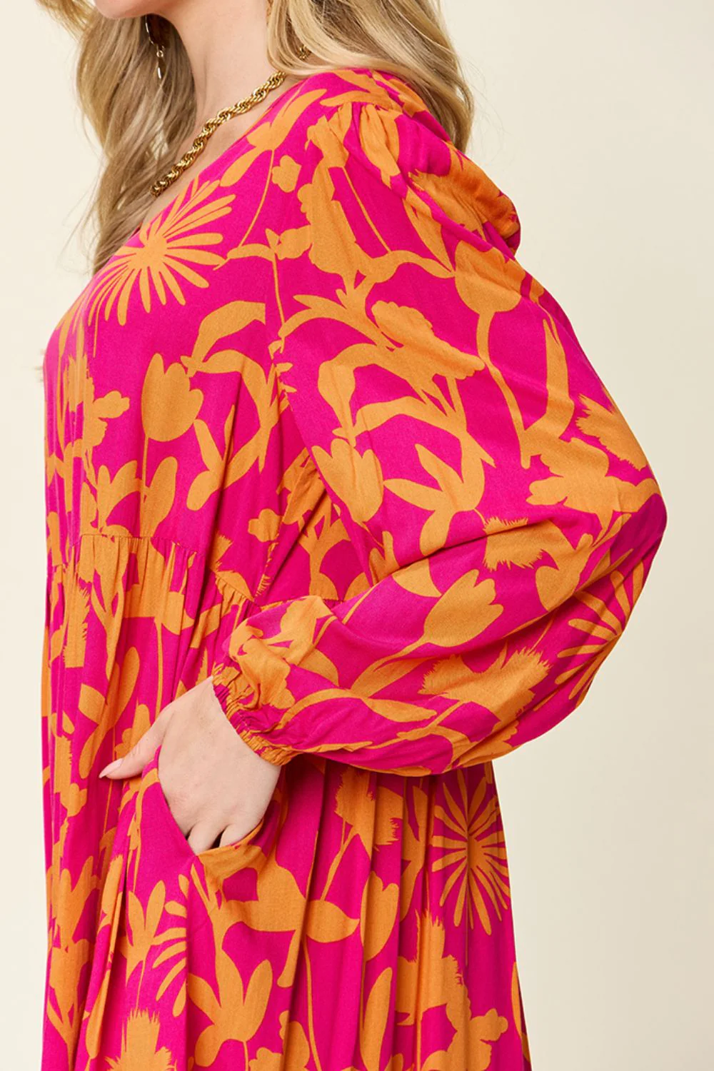 Printed Ruffle Hem Dress with Pocket - Image 7
