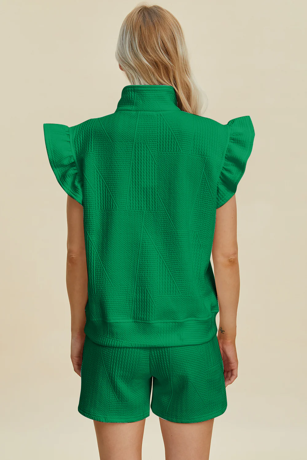 Texture Ruffle Sleeve Short Set - Image 19