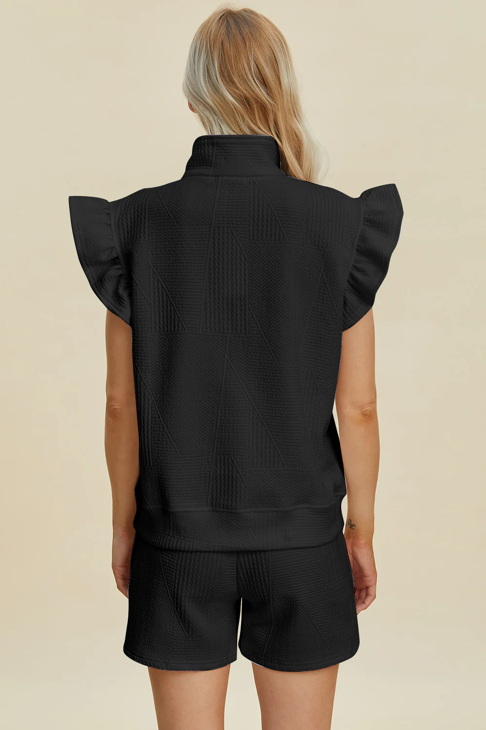Texture Ruffle Sleeve Short Set - Image 23