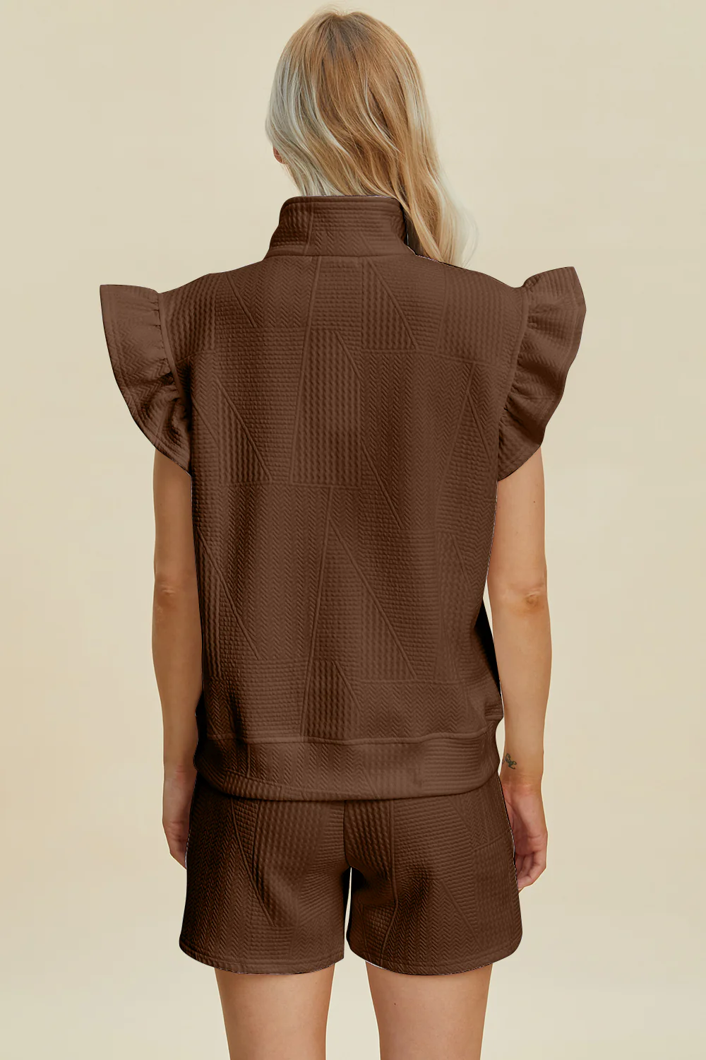 Texture Ruffle Sleeve Short Set - Image 27