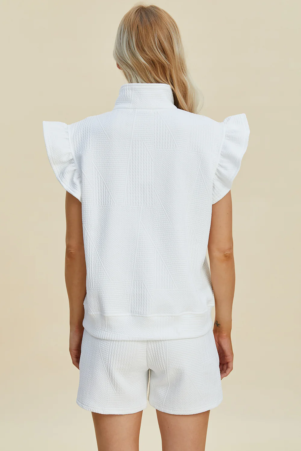 Texture Ruffle Sleeve Short Set - Image 4