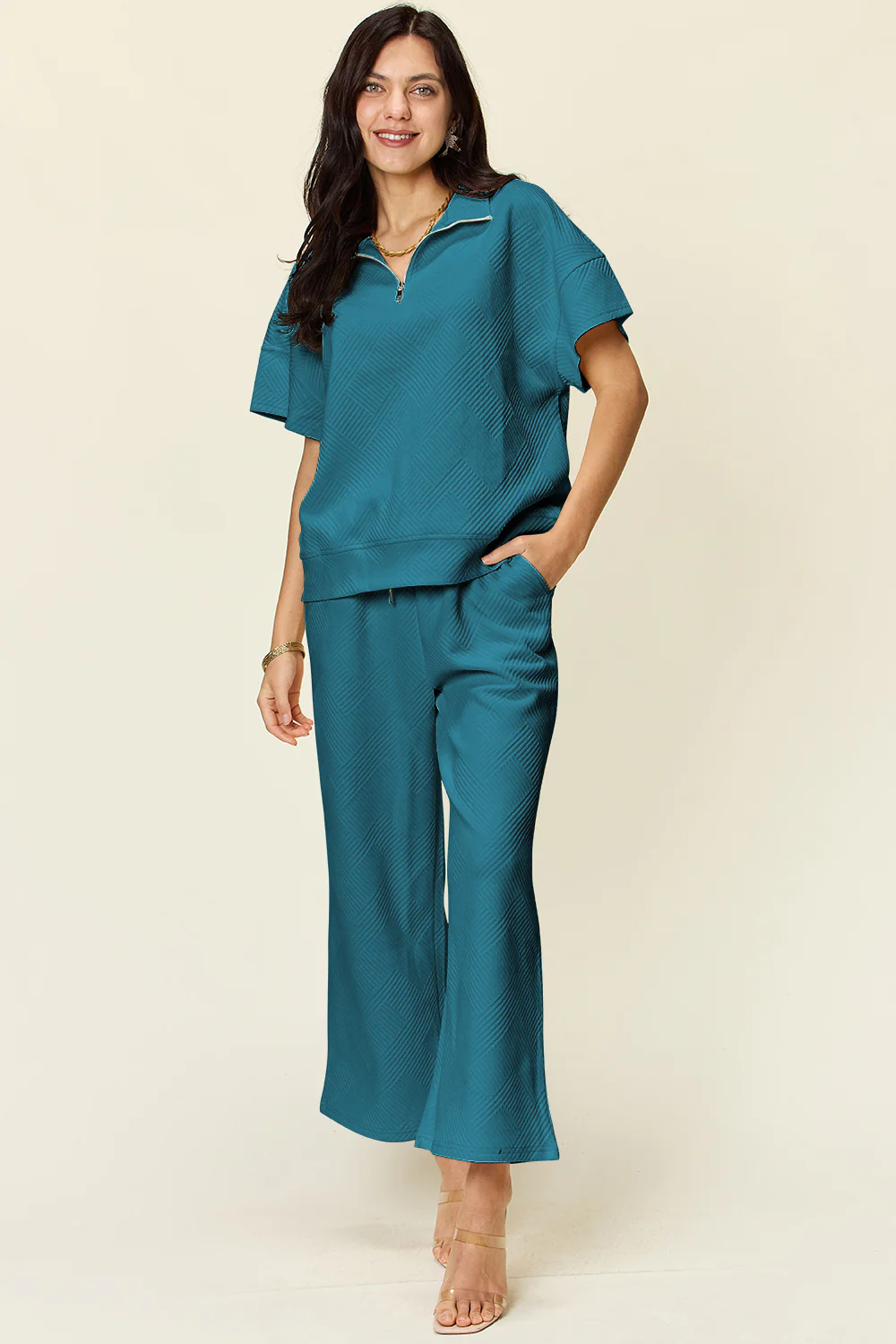 Textured Zip up Set(Multiple Colors) - Image 13