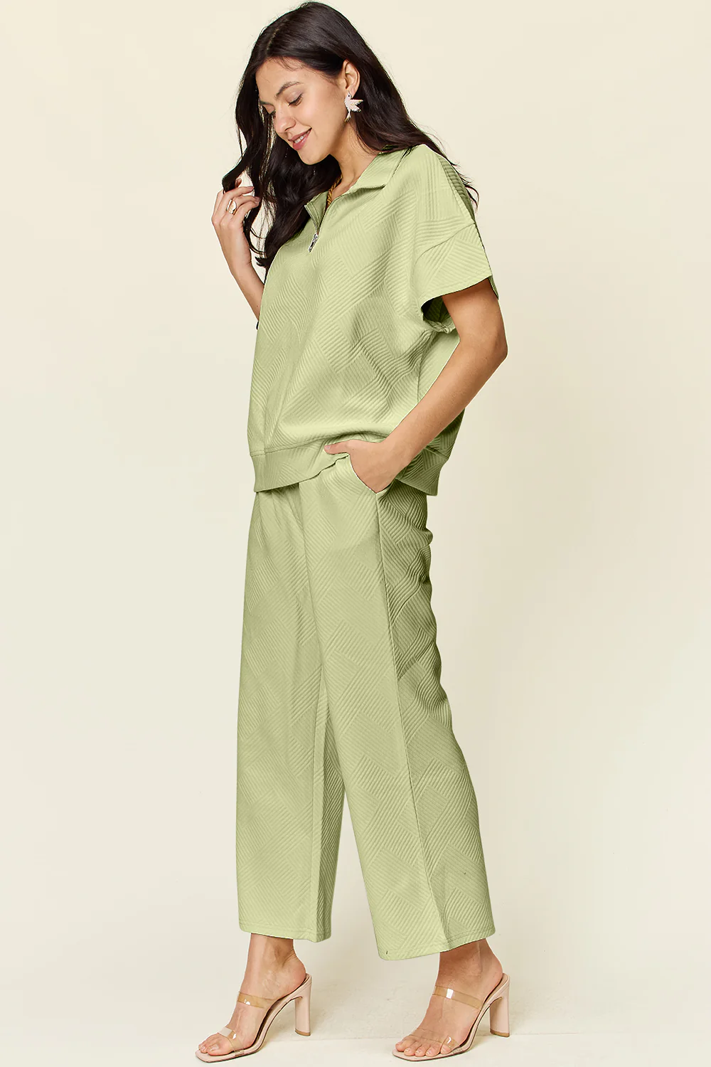 Textured Zip up Set(Multiple Colors) - Image 17