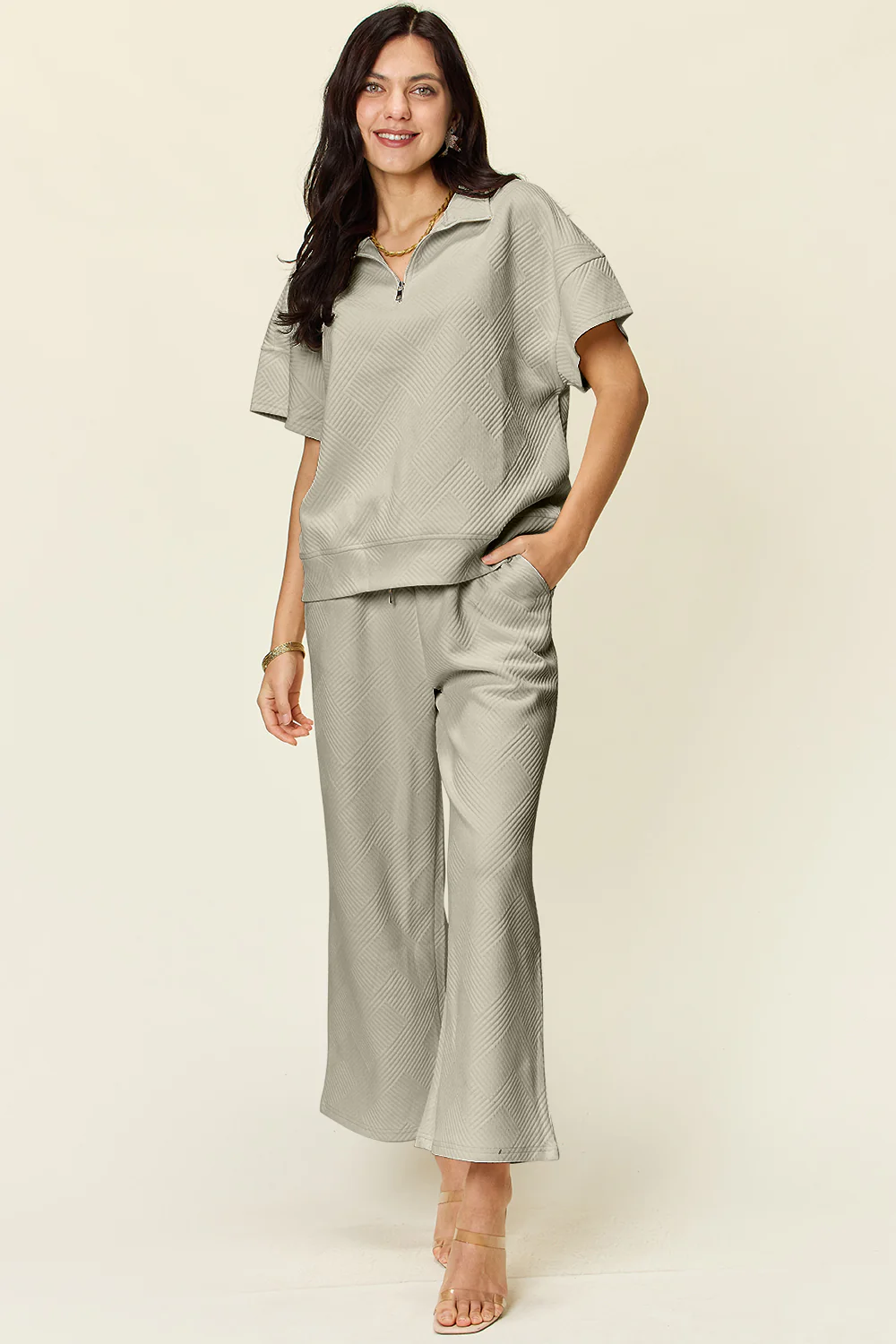 Textured Zip up Set(Multiple Colors) - Image 19