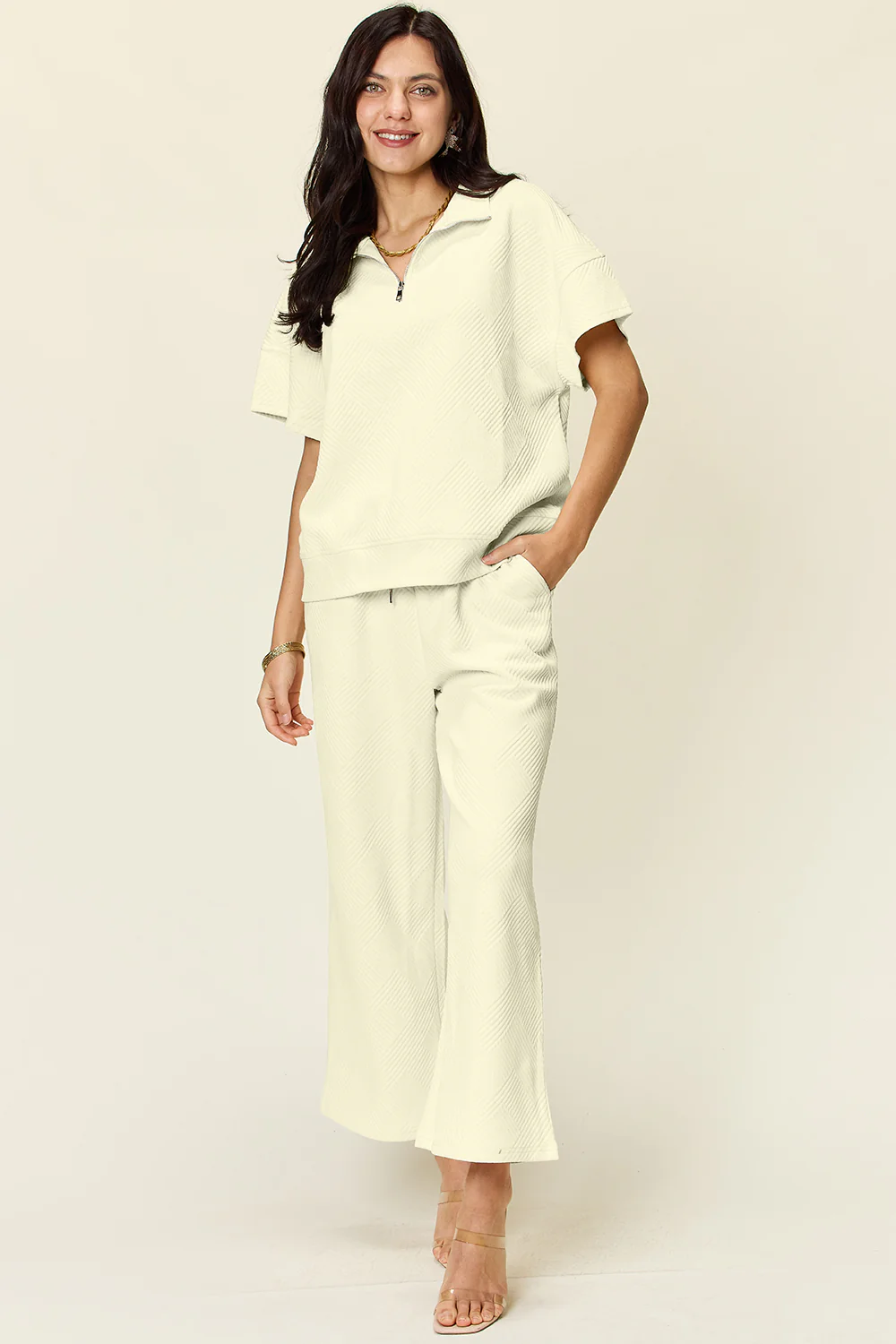 Textured Zip up Set(Multiple Colors) - Image 22