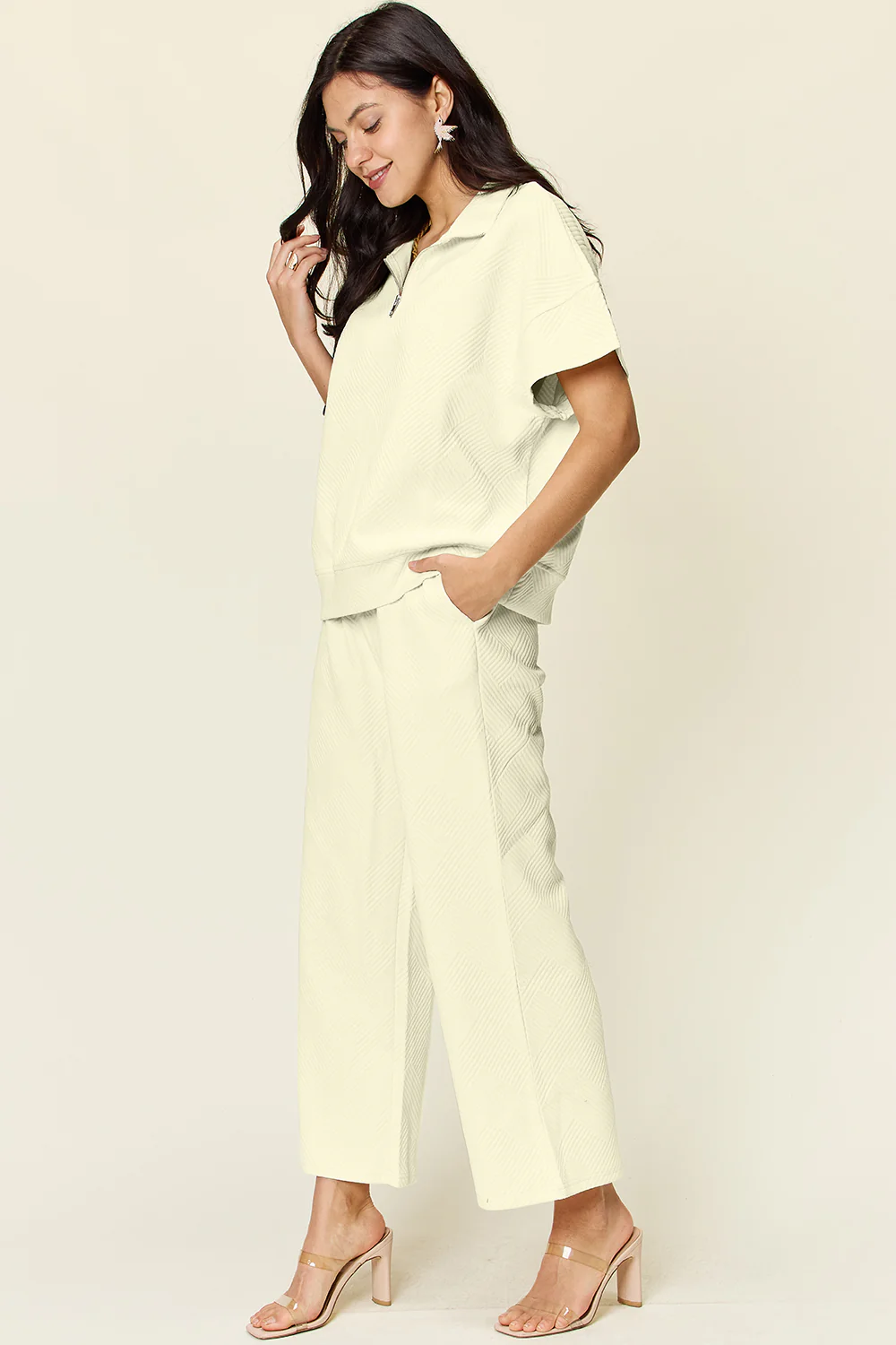 Textured Zip up Set(Multiple Colors) - Image 23
