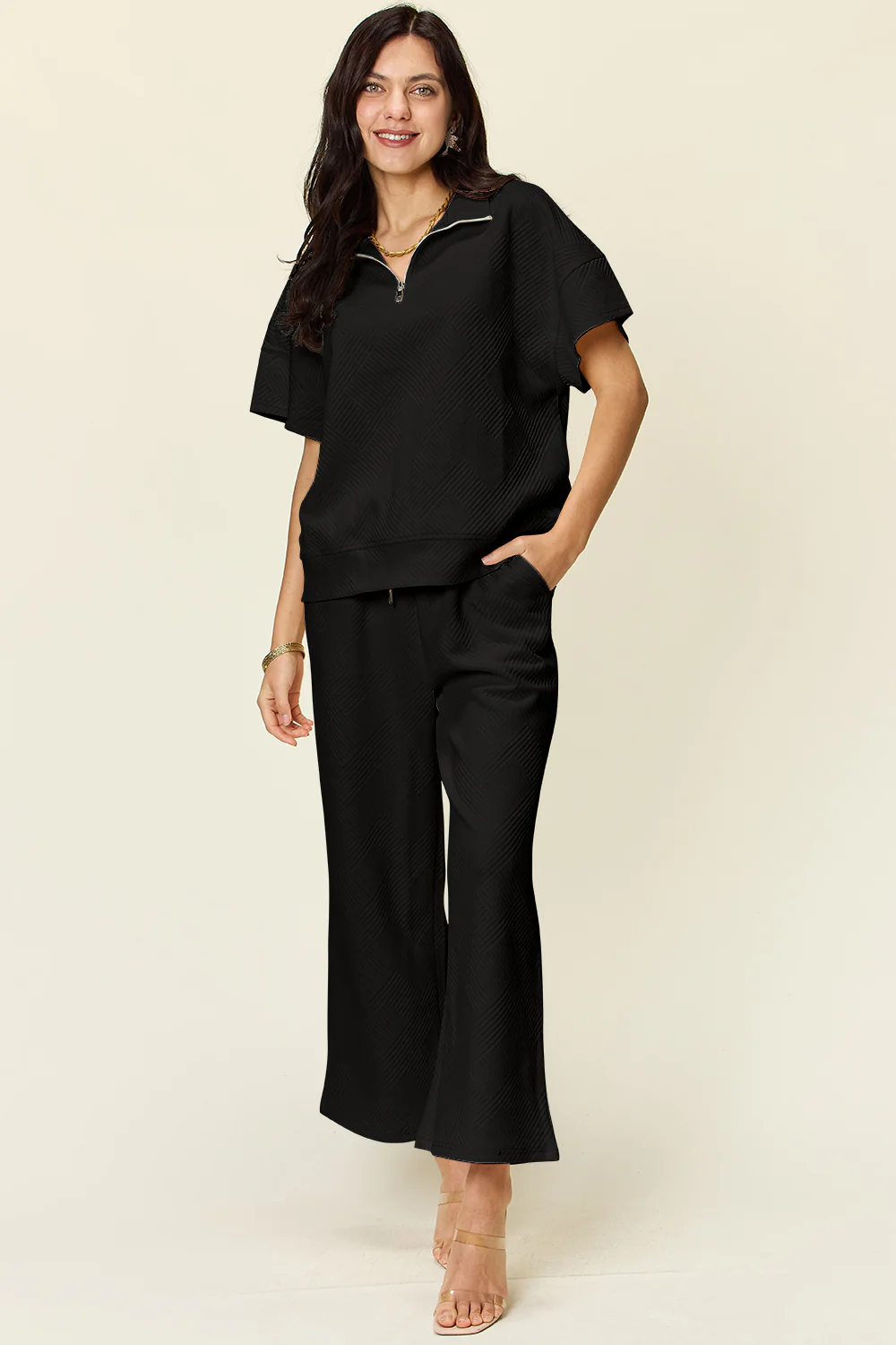 Textured Zip up Set(Multiple Colors) - Image 25