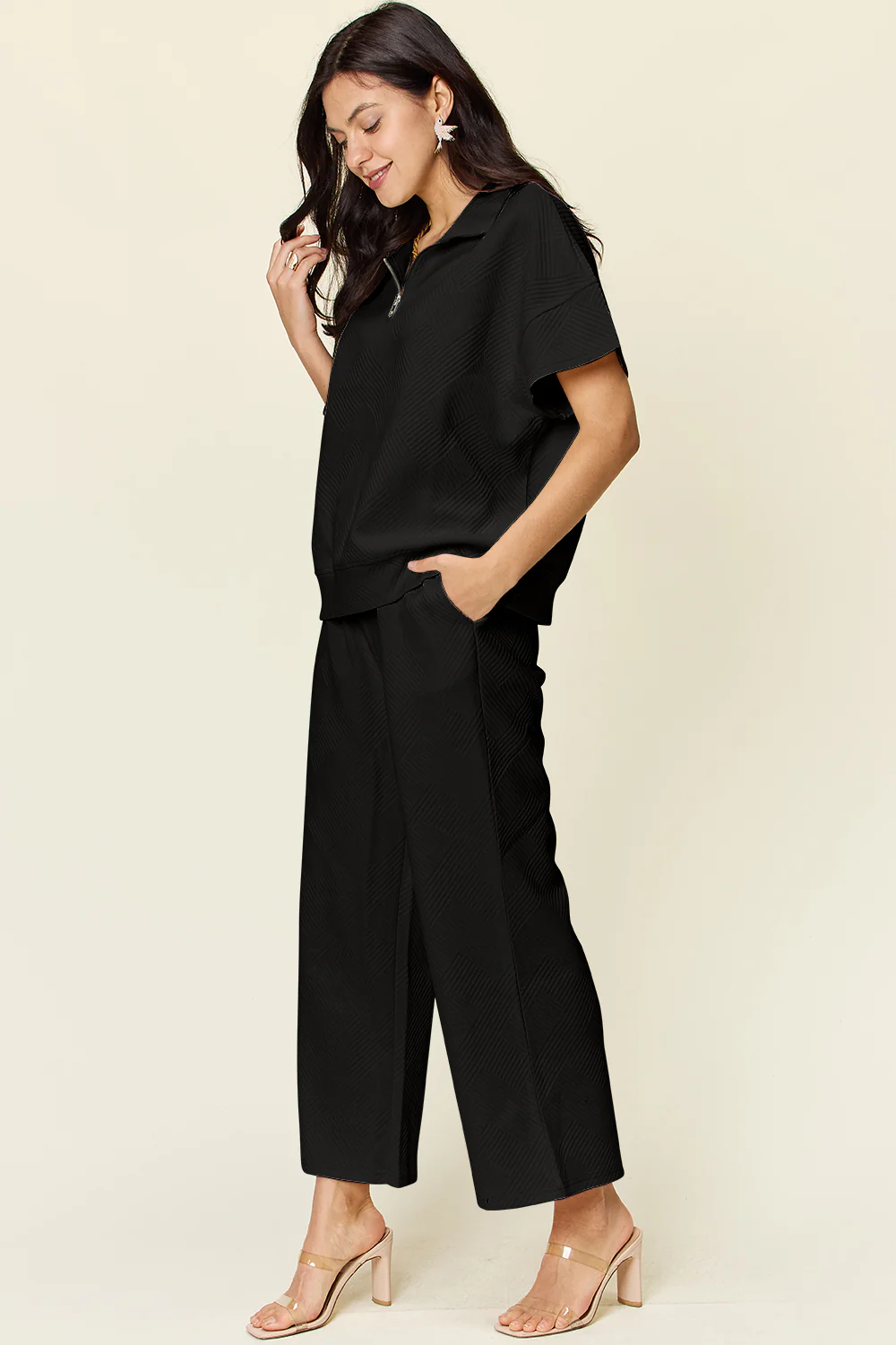 Textured Zip up Set(Multiple Colors) - Image 26