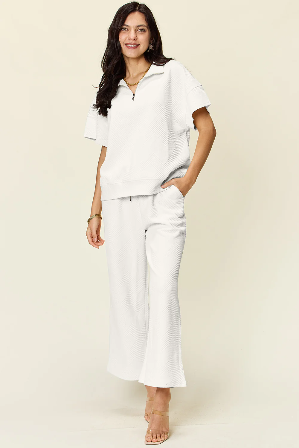 Textured Zip up Set(Multiple Colors) - Image 4