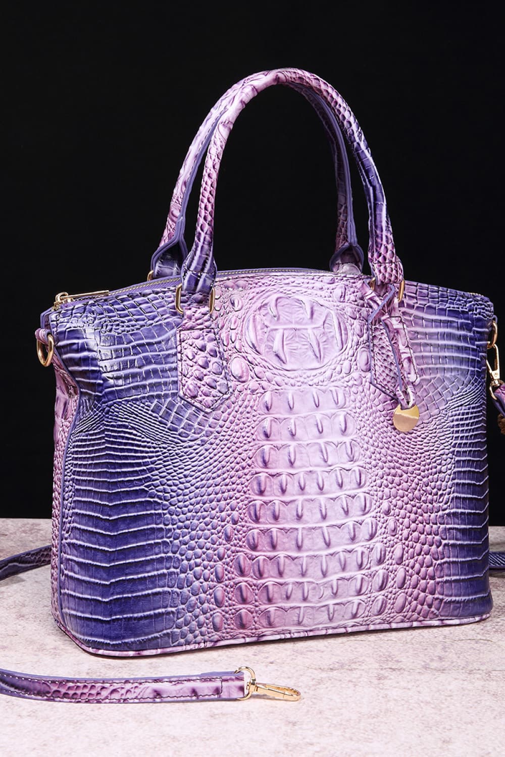 Gradient Faux Leather Handbag - Image 10