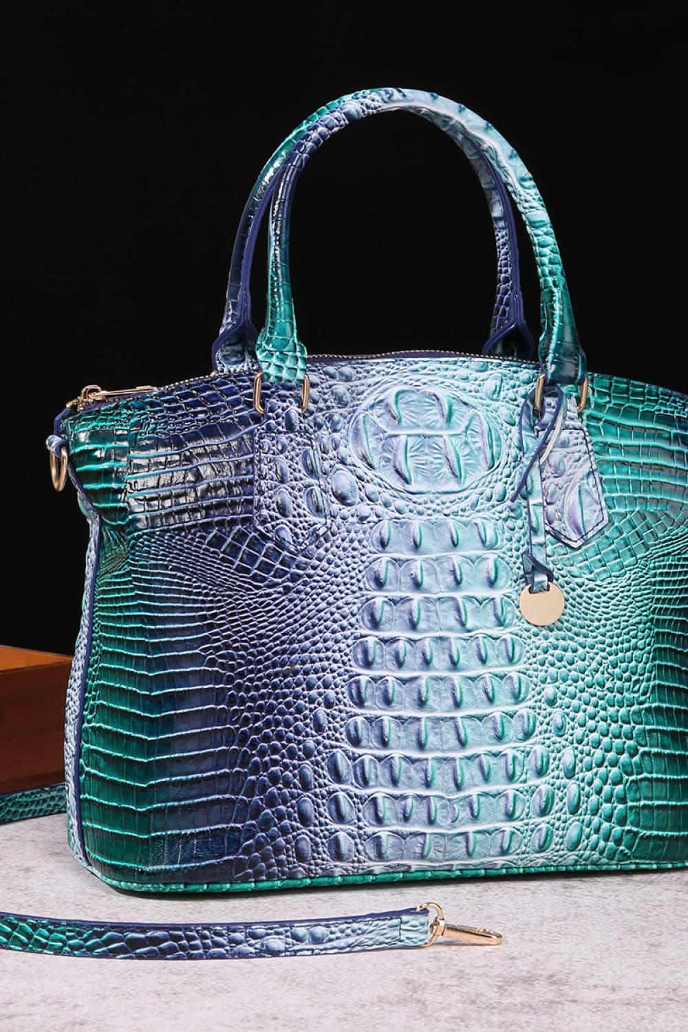 Gradient Faux Leather Handbag - Image 11