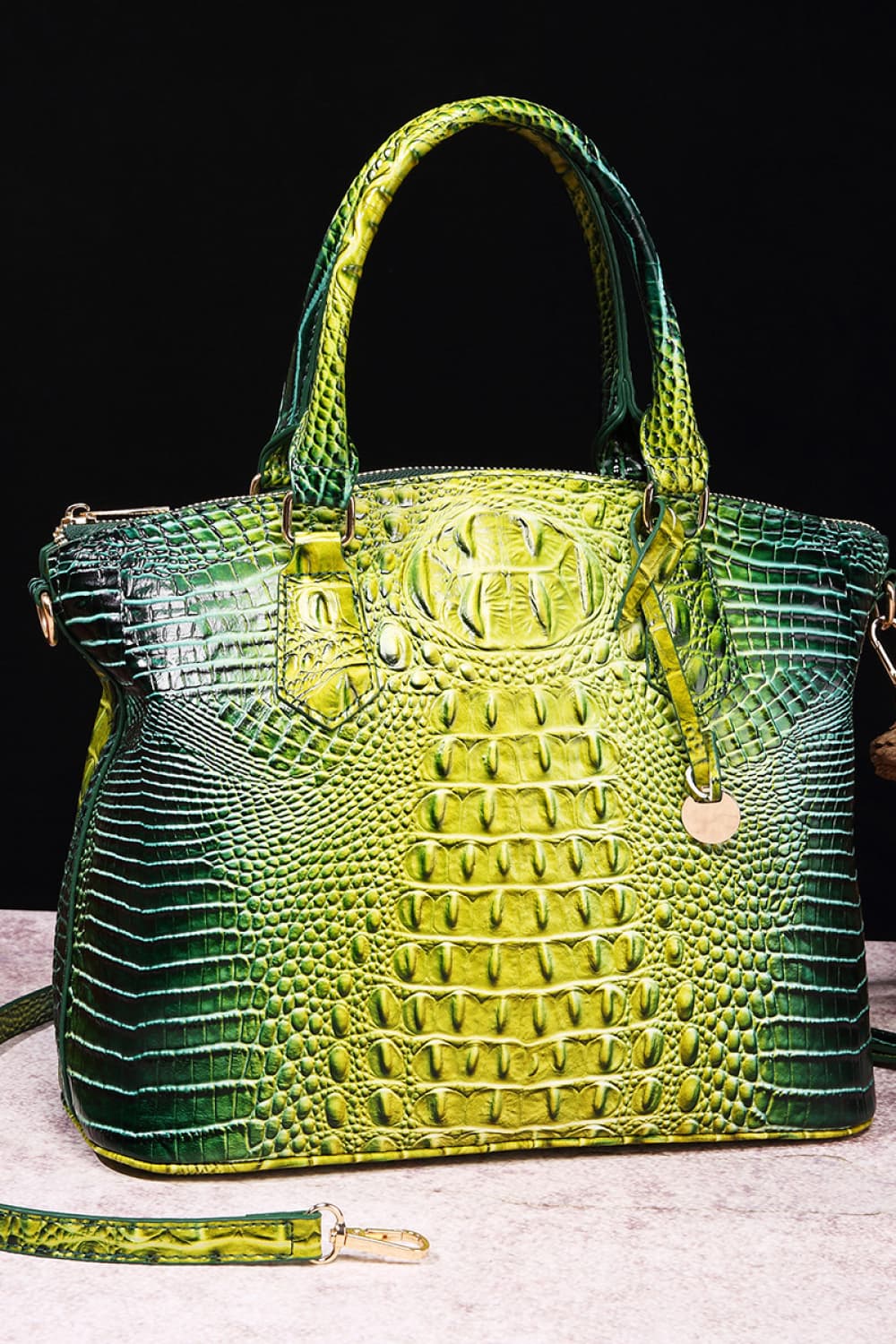 Gradient Faux Leather Handbag - Image 12