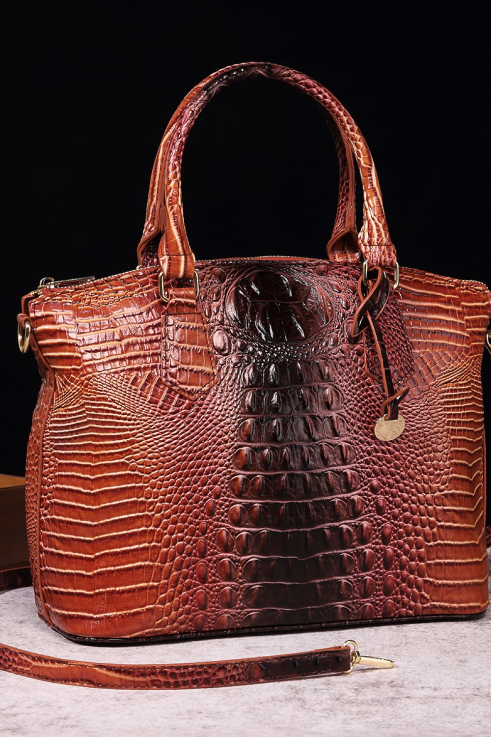 Gradient Faux Leather Handbag - Image 14
