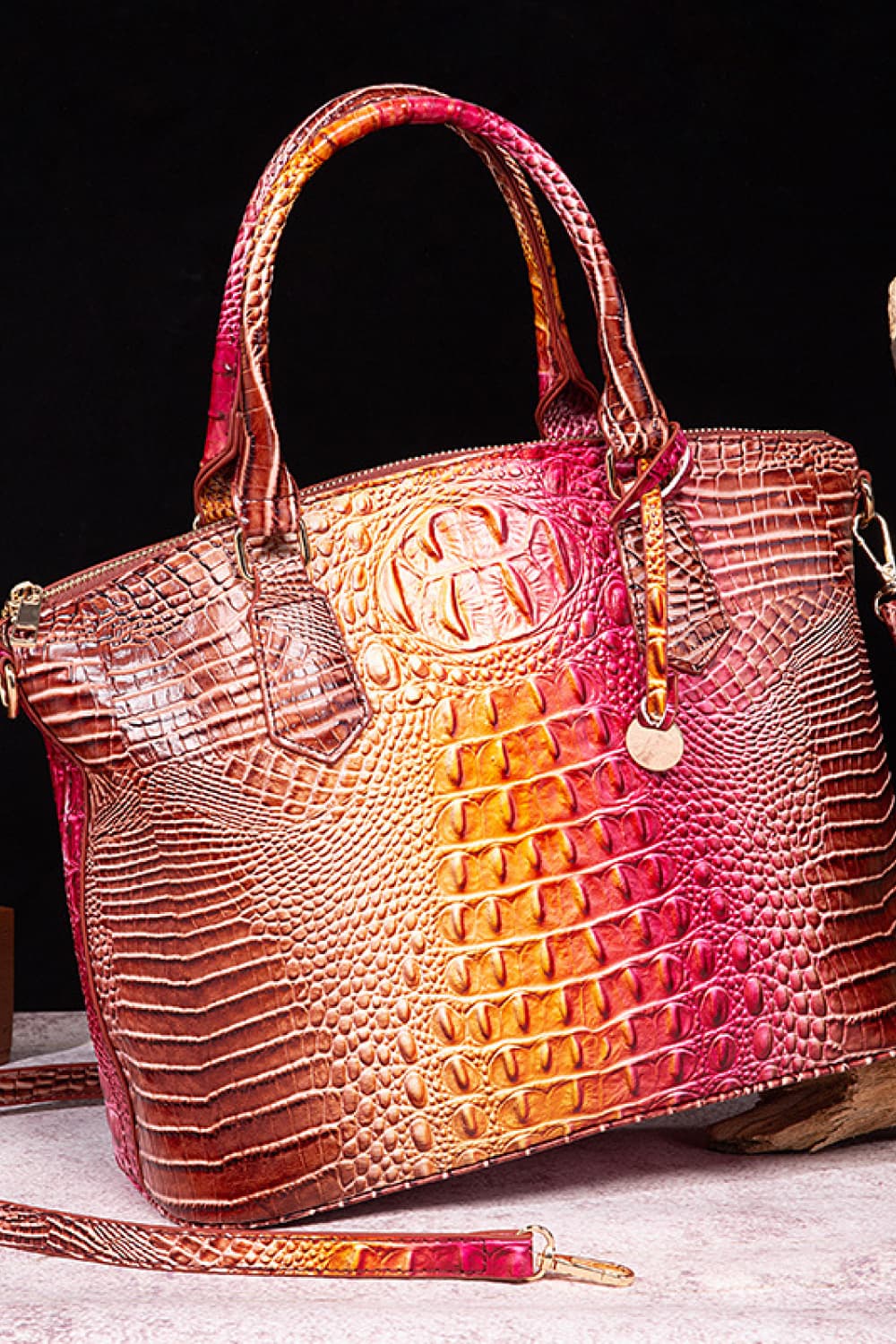 Gradient Faux Leather Handbag - Image 7