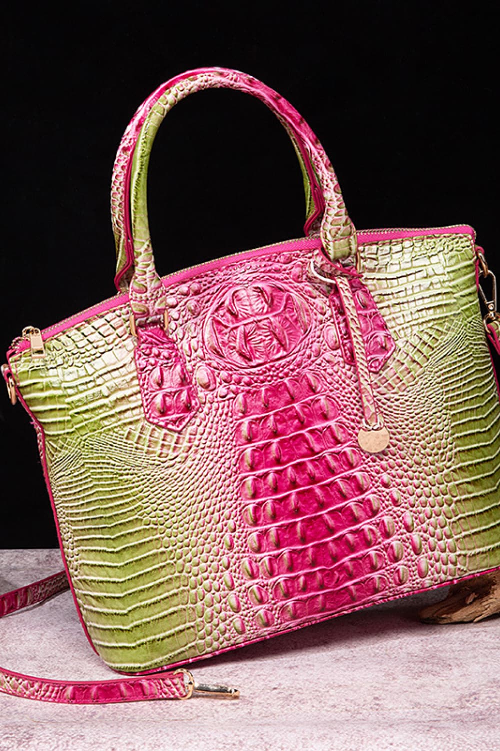 Gradient Faux Leather Handbag - Image 8