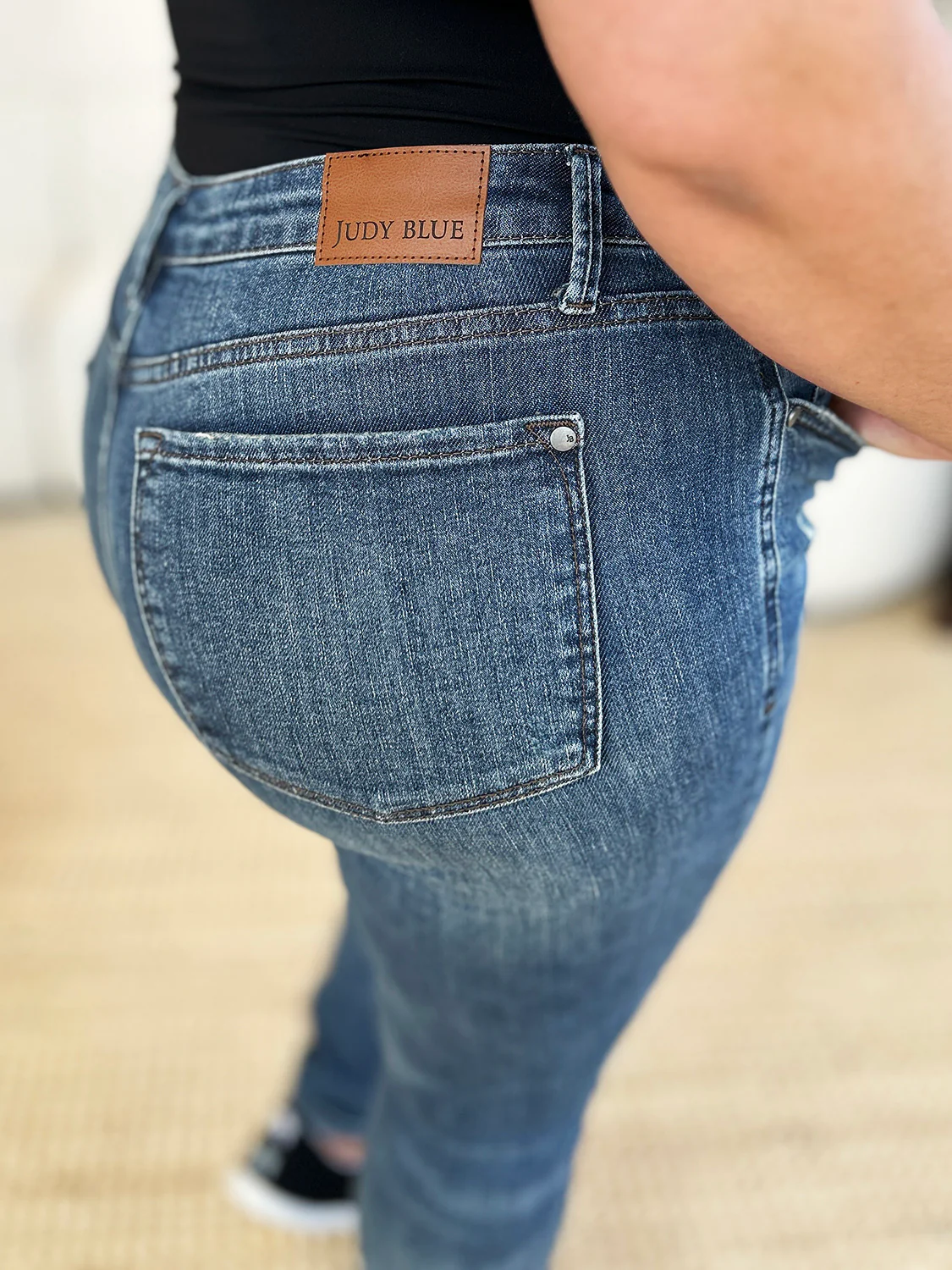 Judy Blue Full Size Mid Waist Distressed Slim Jeans - Image 13