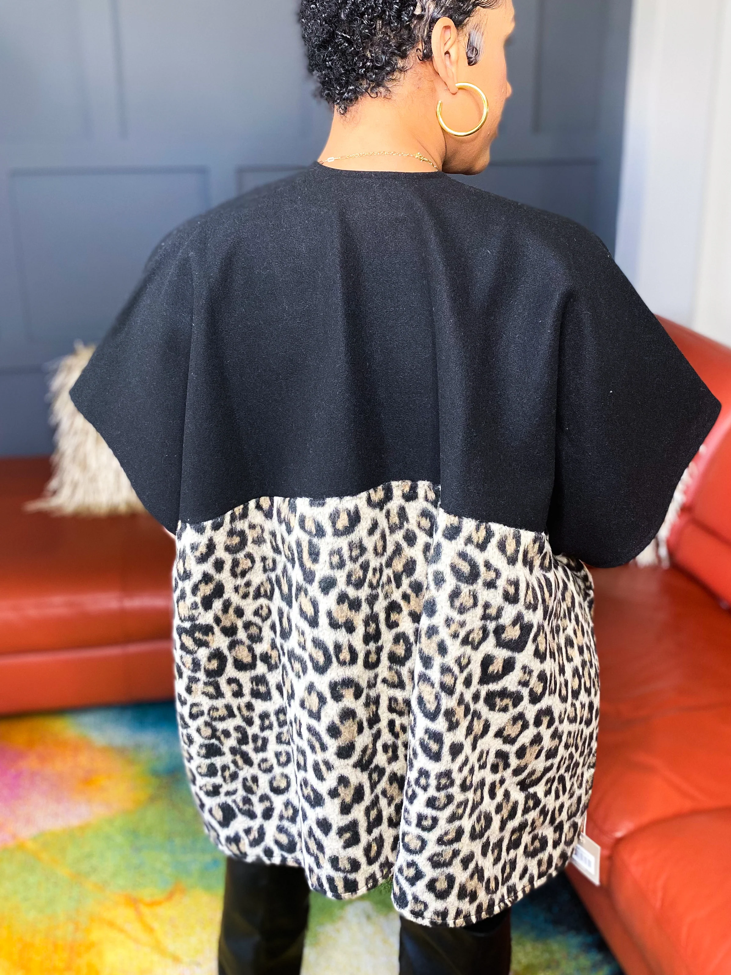 Leopard Pocket Kimono Poncho, One Size - Image 6