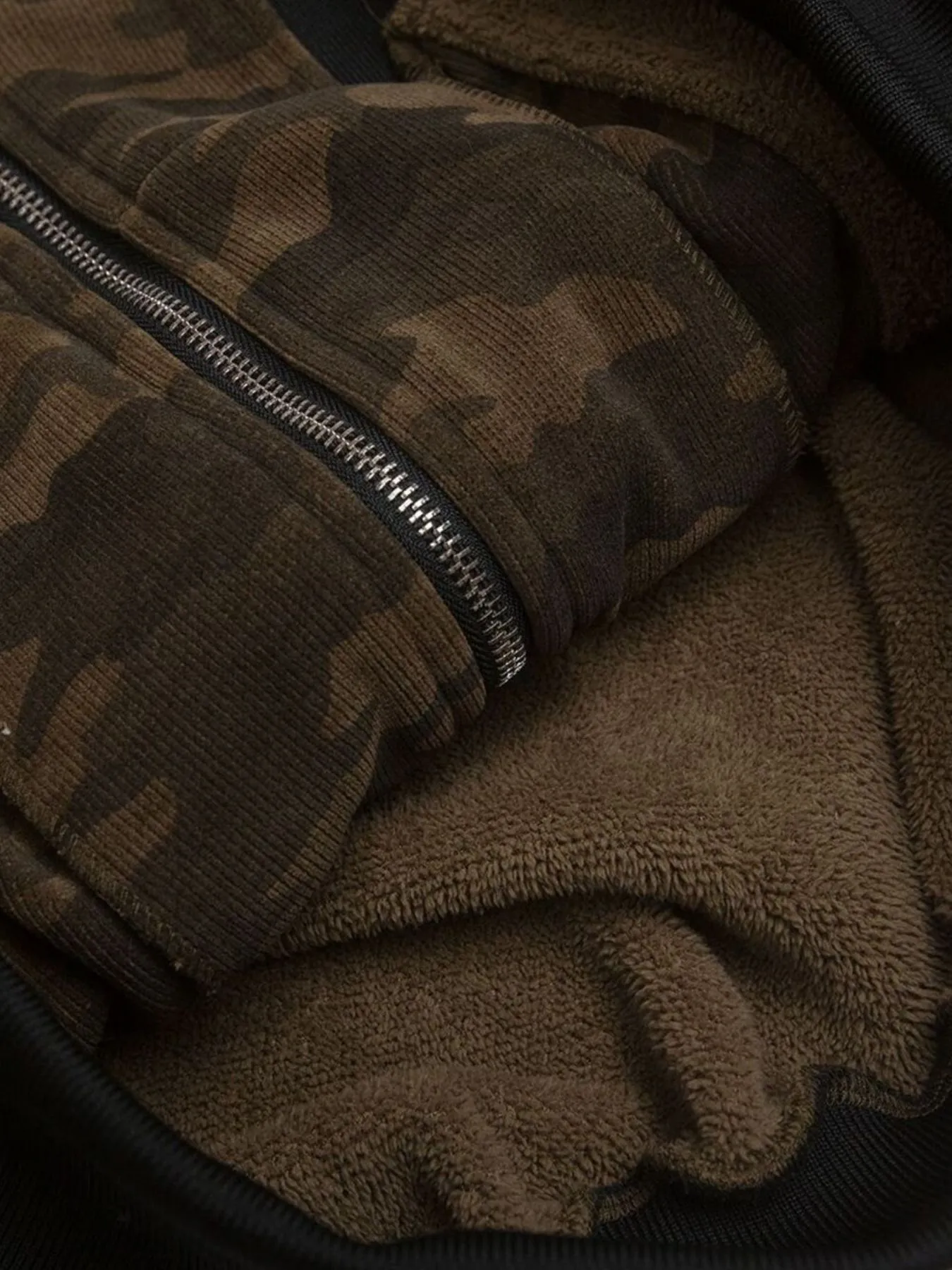 Men's Camouflage Faux Fur Hood Jacket - Image 8