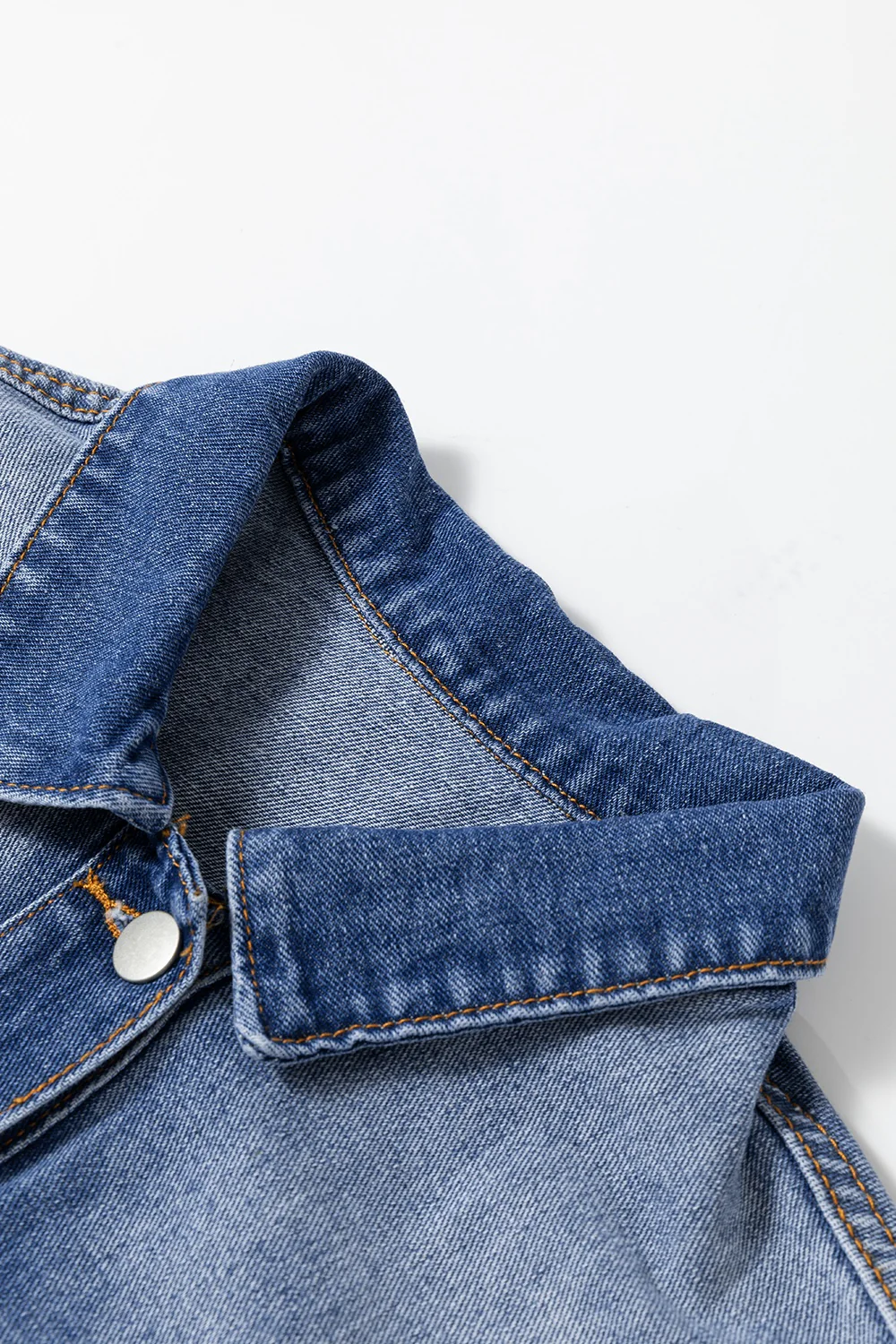 Ruffled Raw Hem Denim Jacket - Image 8