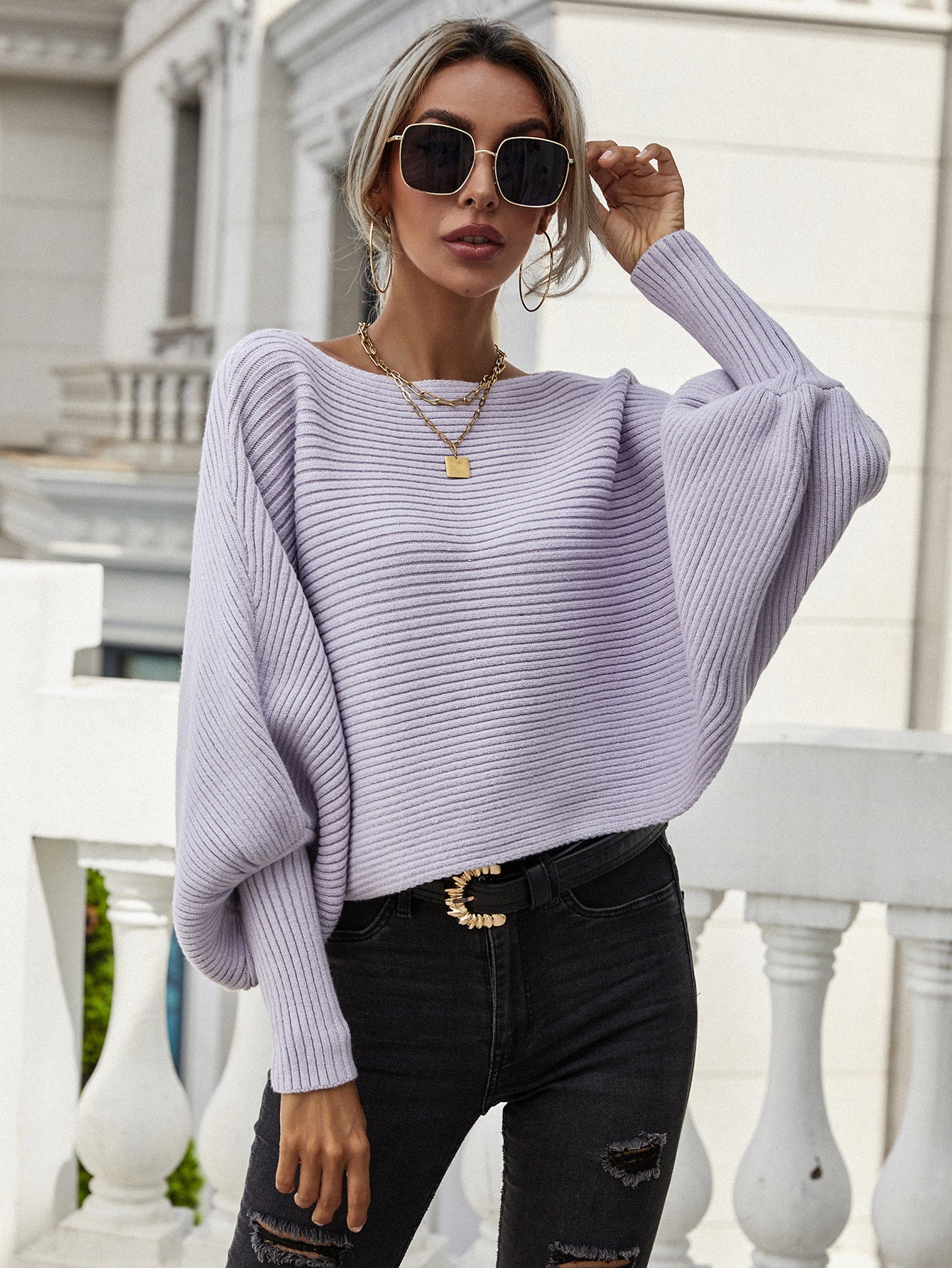 Classy Ribbed Dolman Sleeve Sweater(Multiple Colors) - Image 7